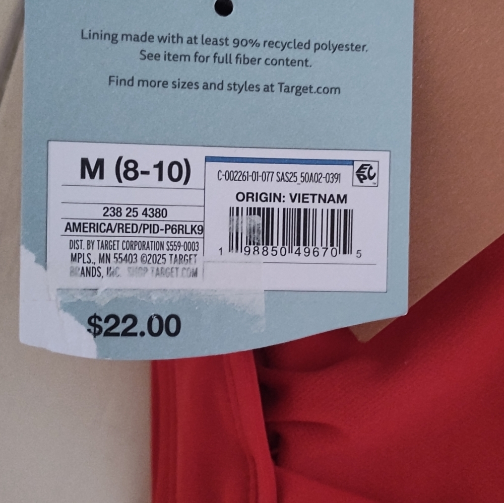 NWT Shade & Shore Women's Red Bikini Top With Tie Straps | Medium 8-10 - Picture 6 of 7